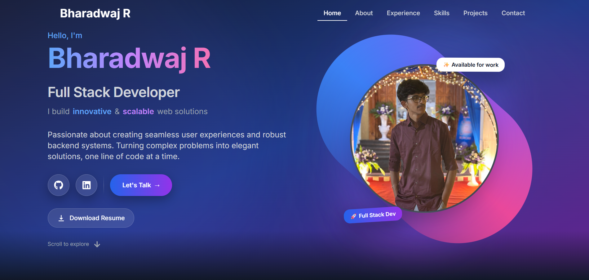 Bharadwaj R | Full Stack Developer Portfolio